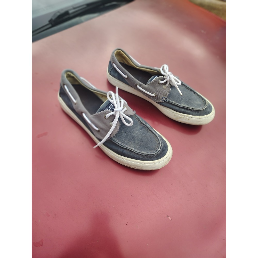 Sperry Top-Sider Mens Navy Grey Fabric Boat Shoes STS15305 Size 10 M